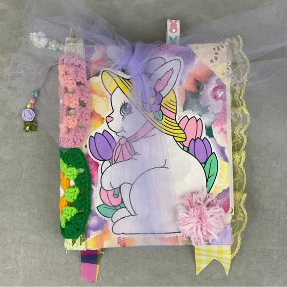 Handmade bunny Easter junk journal (semi bare style) with lots vintage ephemera - Picture 2 of 16